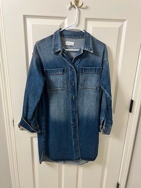 Evereve Denim Shirt Dress in Washed Blue